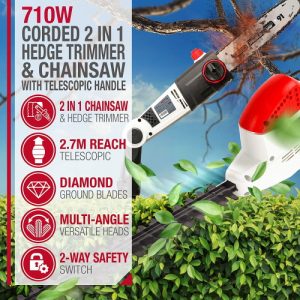 Netta 2 in 1 Long reach hedge trimmer and chainsaw